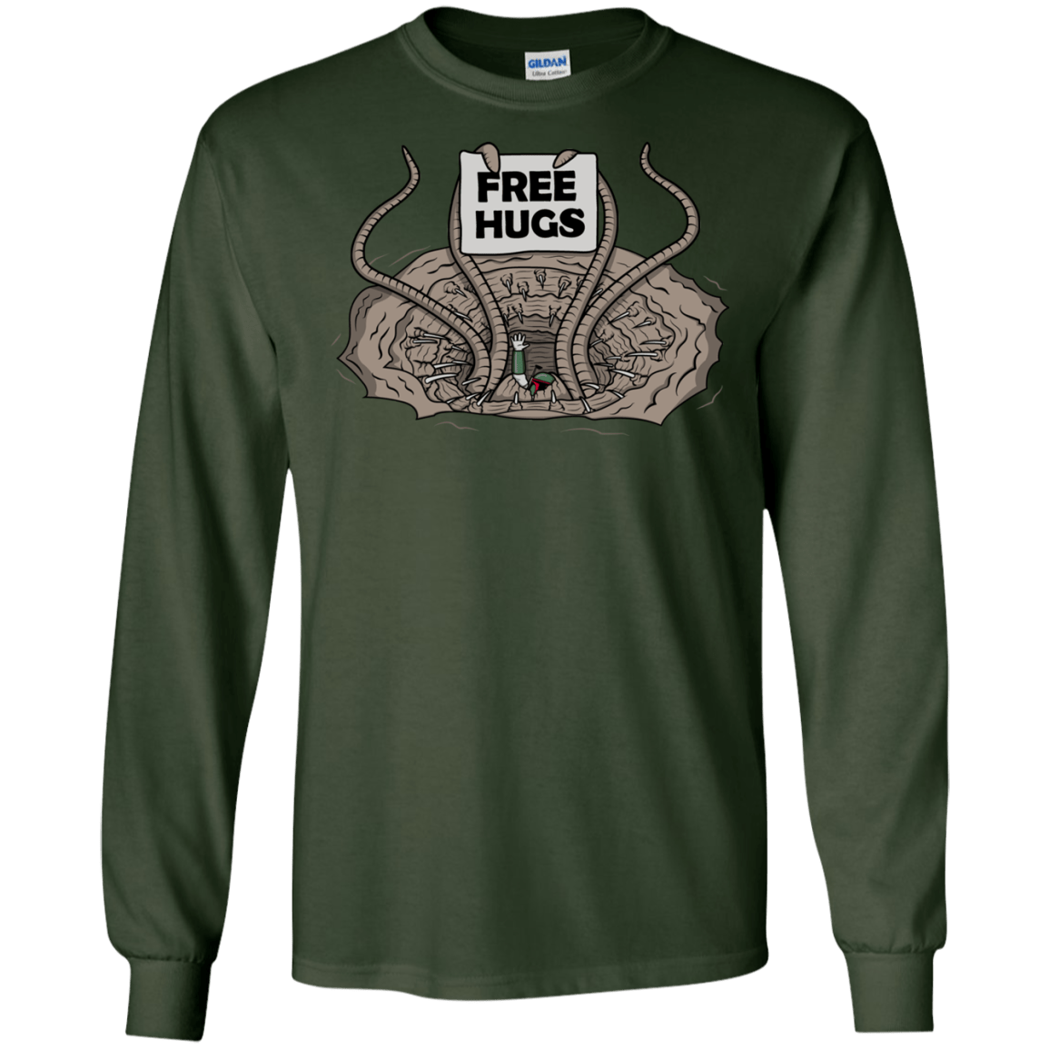 T-Shirts Forest Green / S Sarlacc Free Hugs Men's Long Sleeve T-Shirt