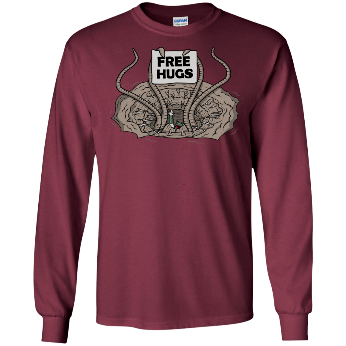 T-Shirts Maroon / S Sarlacc Free Hugs Men's Long Sleeve T-Shirt