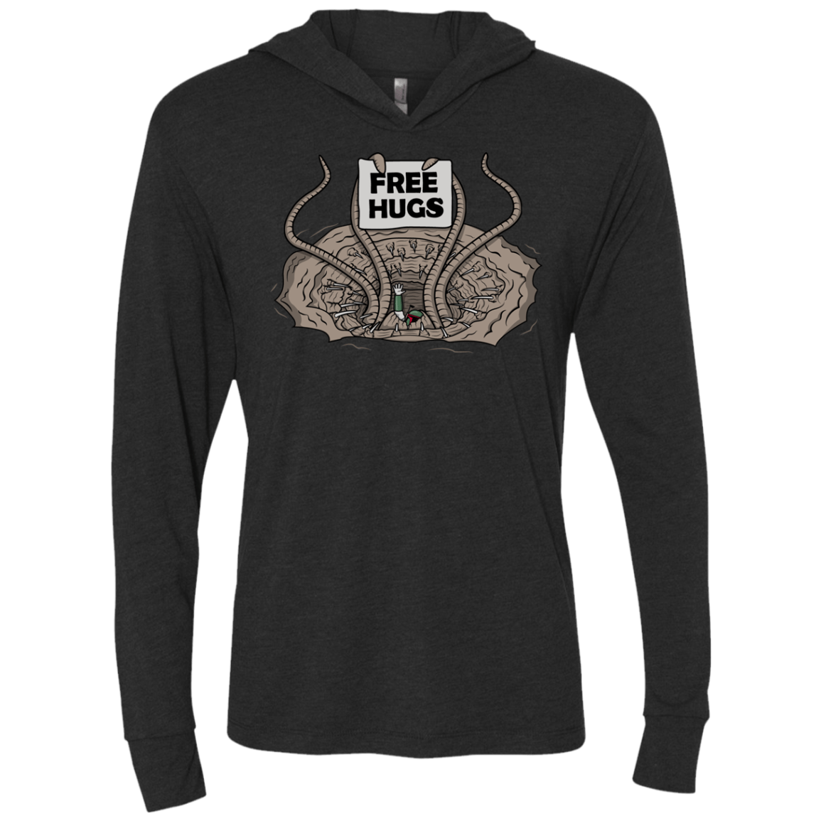 T-Shirts Vintage Black / X-Small Sarlacc Free Hugs Triblend Long Sleeve Hoodie Tee