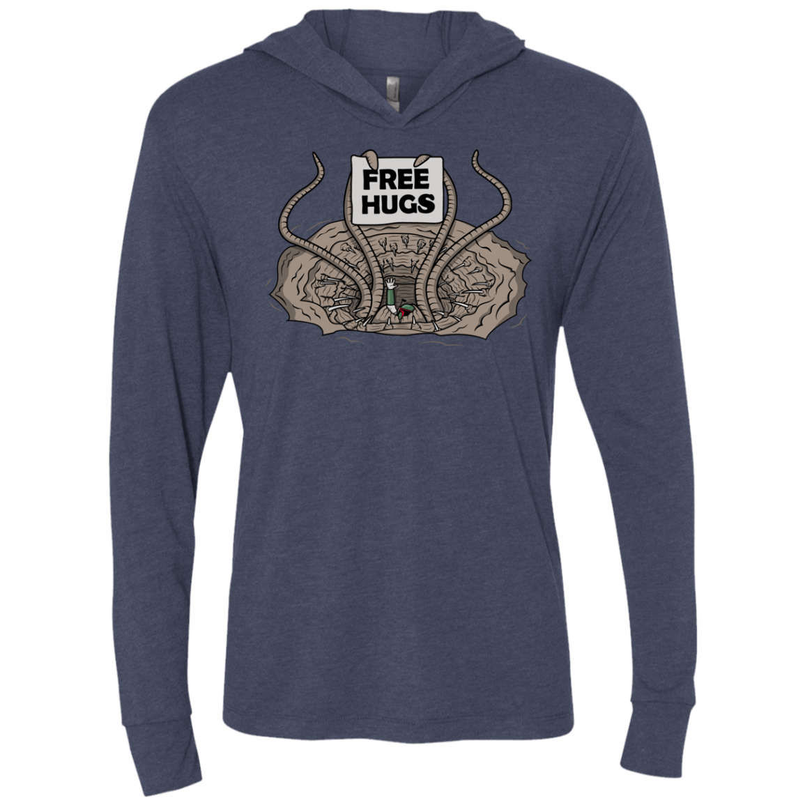 T-Shirts Vintage Navy / X-Small Sarlacc Free Hugs Triblend Long Sleeve Hoodie Tee