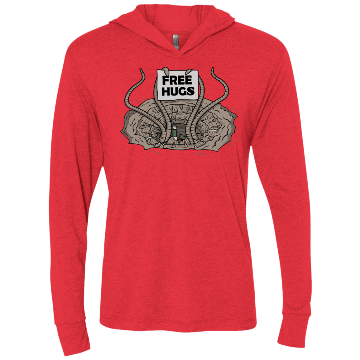T-Shirts Vintage Red / X-Small Sarlacc Free Hugs Triblend Long Sleeve Hoodie Tee