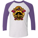 T-Shirts Heather White/Purple Rush / X-Small SAUCER CREST Men's Triblend 3/4 Sleeve
