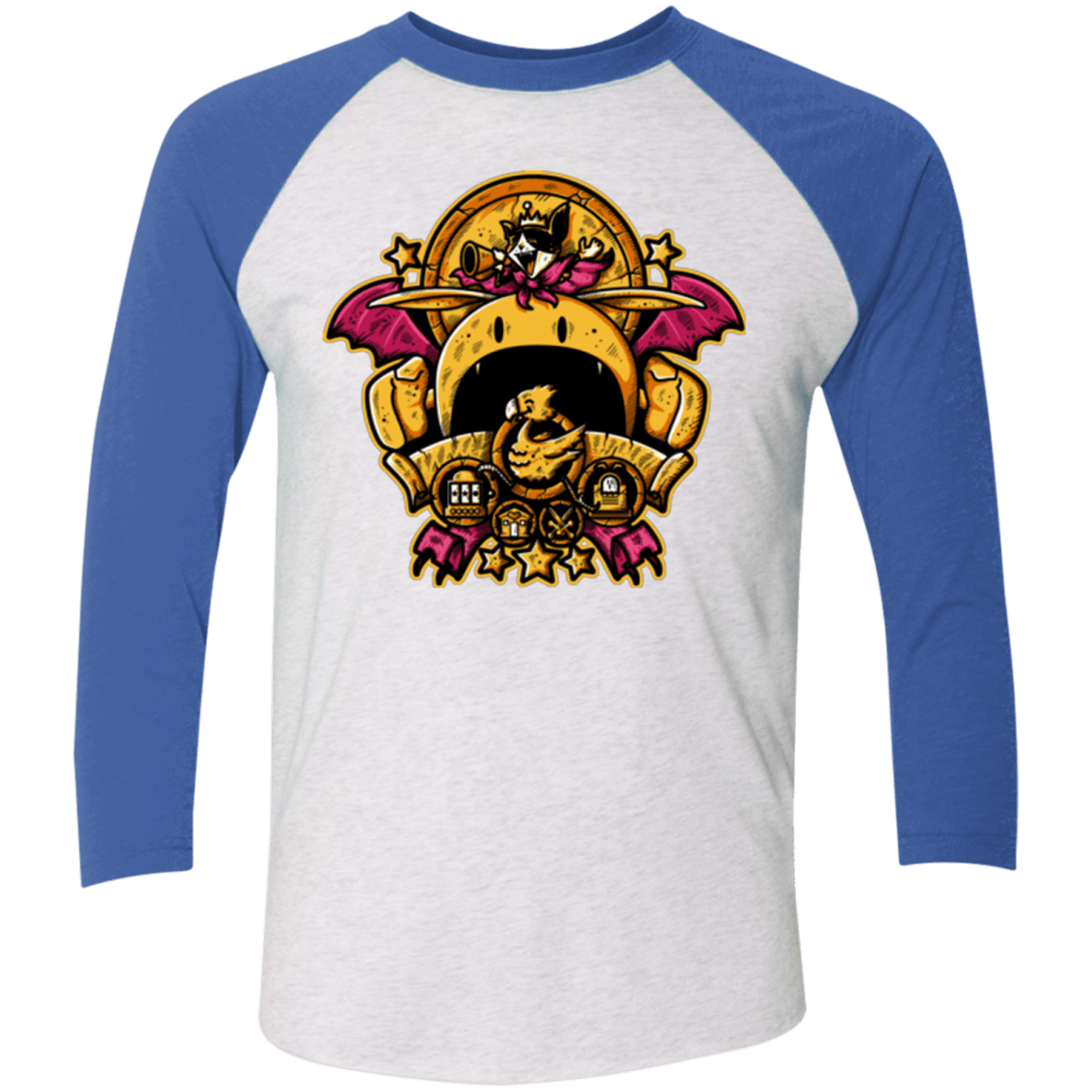 T-Shirts Heather White/Vintage Royal / X-Small SAUCER CREST Men's Triblend 3/4 Sleeve