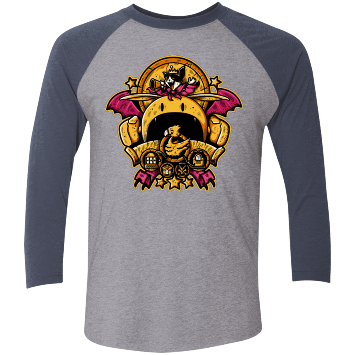 T-Shirts Premium Heather/ Vintage Navy / X-Small SAUCER CREST Men's Triblend 3/4 Sleeve