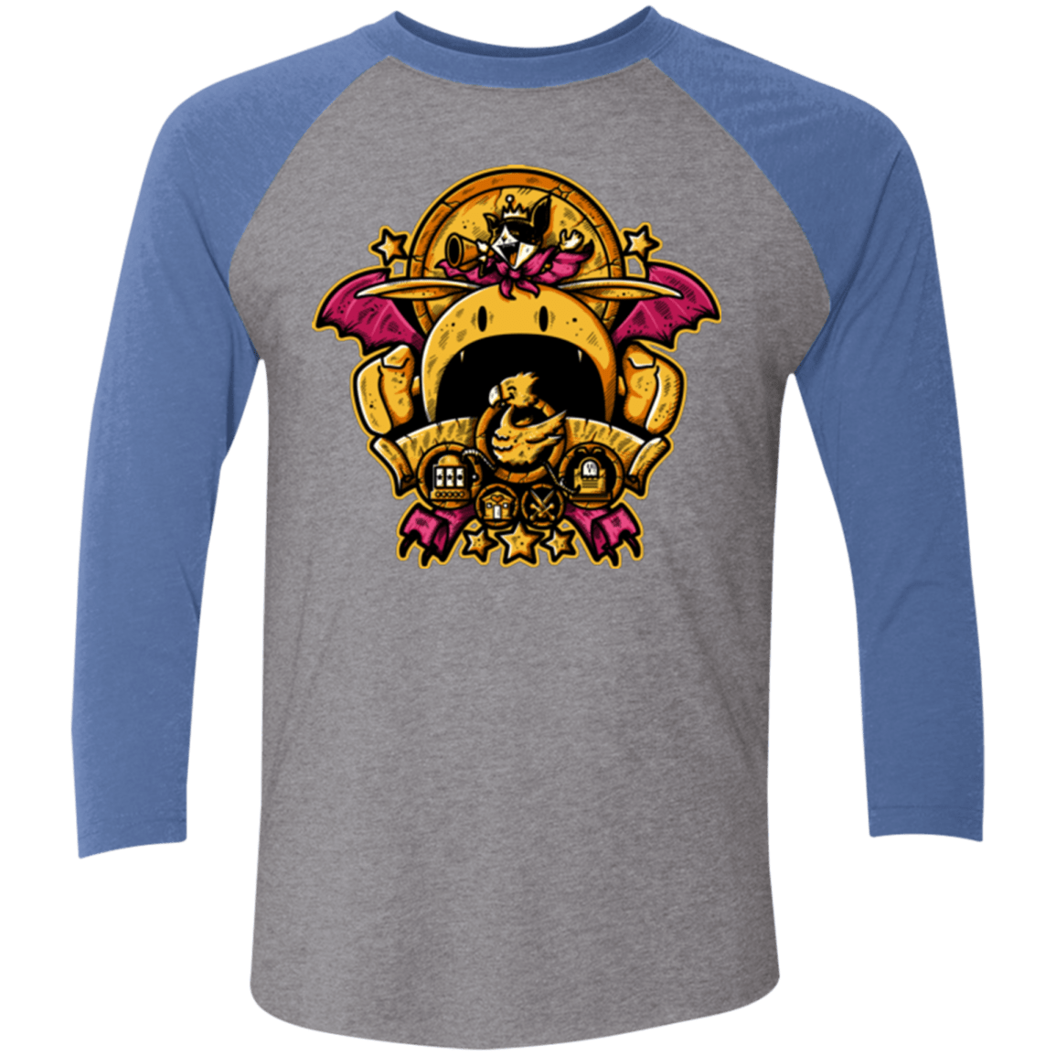 T-Shirts Premium Heather/ Vintage Royal / X-Small SAUCER CREST Men's Triblend 3/4 Sleeve