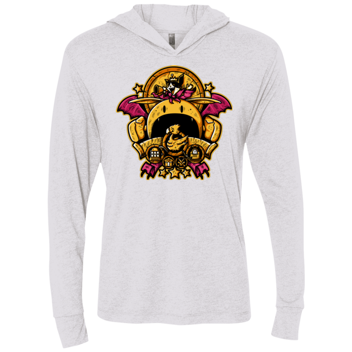T-Shirts Heather White / X-Small SAUCER CREST Triblend Long Sleeve Hoodie Tee