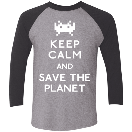 T-Shirts Premium Heather/ Vintage Black / X-Small Save the planet Men's Triblend 3/4 Sleeve
