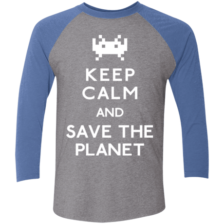 T-Shirts Premium Heather/ Vintage Royal / X-Small Save the planet Men's Triblend 3/4 Sleeve