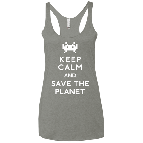 T-Shirts Venetian Grey / X-Small Save the planet Women's Triblend Racerback Tank