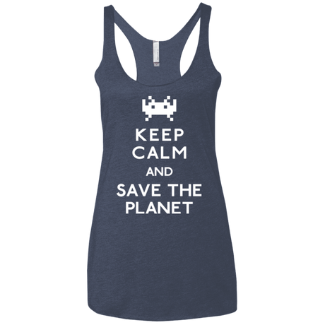 T-Shirts Vintage Navy / X-Small Save the planet Women's Triblend Racerback Tank