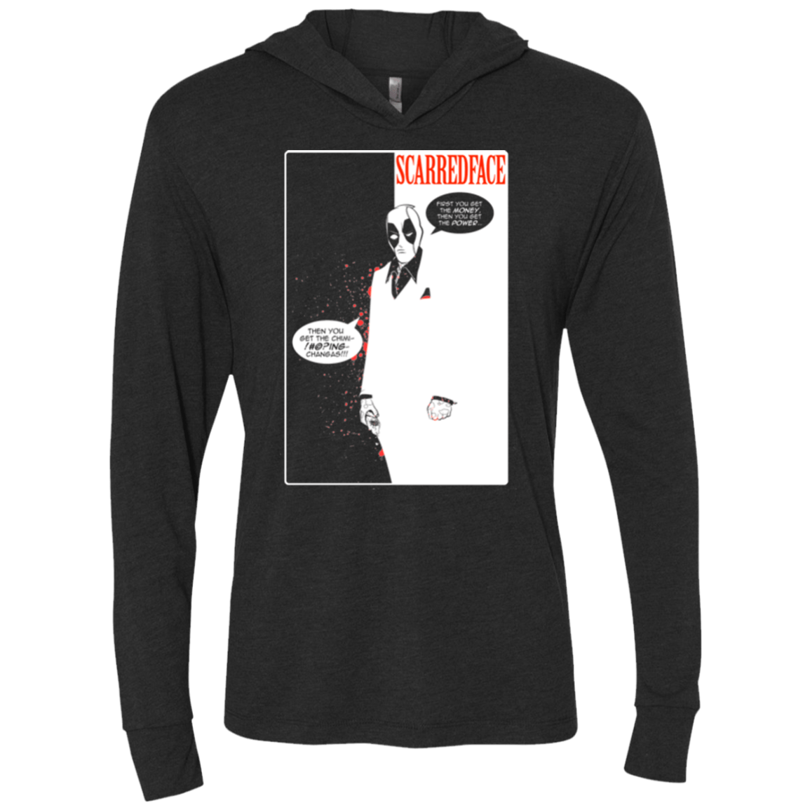 T-Shirts Vintage Black / X-Small Scarred Face Triblend Long Sleeve Hoodie Tee