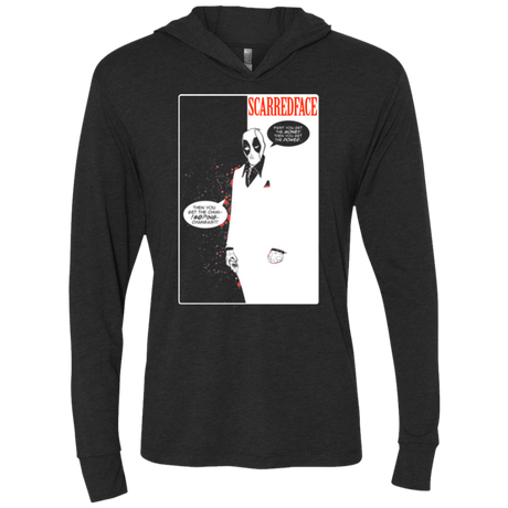 T-Shirts Vintage Black / X-Small Scarred Face Triblend Long Sleeve Hoodie Tee