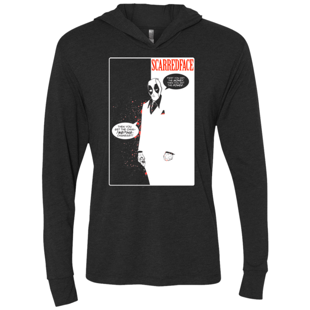 T-Shirts Vintage Black / X-Small Scarred Face Triblend Long Sleeve Hoodie Tee