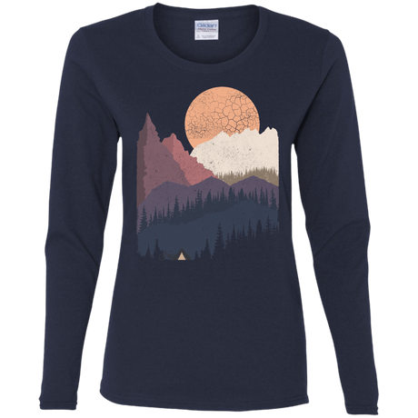 T-Shirts Navy / S Scenic Camping Women's Long Sleeve T-Shirt