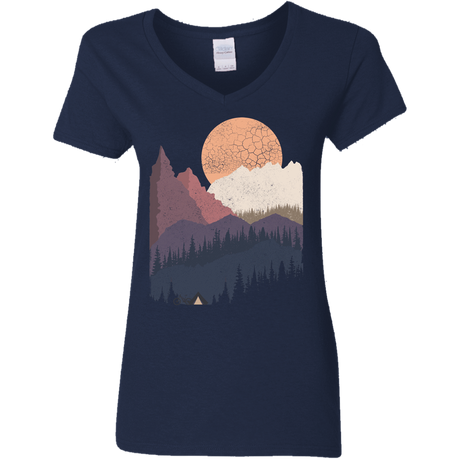 T-Shirts Navy / S Scenic Camping Women's V-Neck T-Shirt