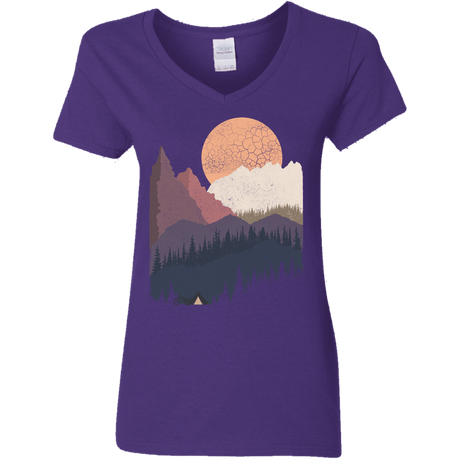 T-Shirts Purple / S Scenic Camping Women's V-Neck T-Shirt