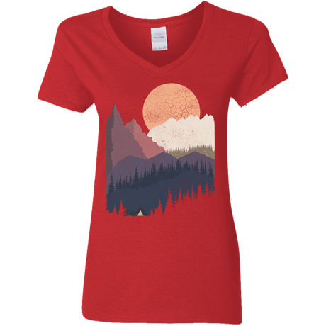 T-Shirts Red / S Scenic Camping Women's V-Neck T-Shirt