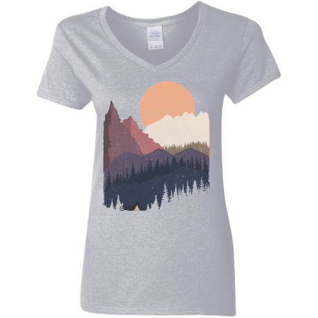 T-Shirts Sport Grey / S Scenic Camping Women's V-Neck T-Shirt