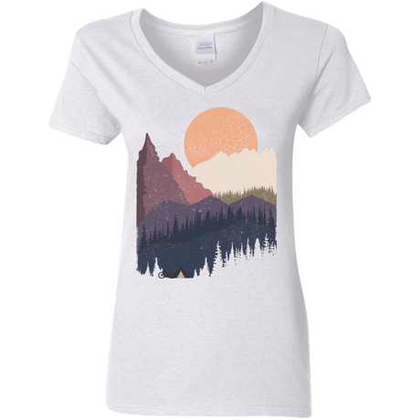 T-Shirts White / S Scenic Camping Women's V-Neck T-Shirt