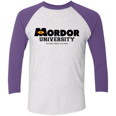 T-Shirts Heather White/Purple Rush / X-Small School To Rule Them All Men's Triblend 3/4 Sleeve
