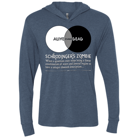 T-Shirts Indigo / X-Small Schrödinger's Zombie Triblend Long Sleeve Hoodie Tee
