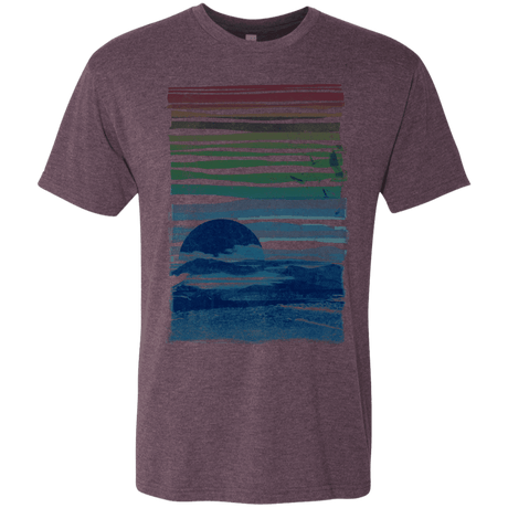 T-Shirts Vintage Purple / S Sea Landscape Men's Triblend T-Shirt