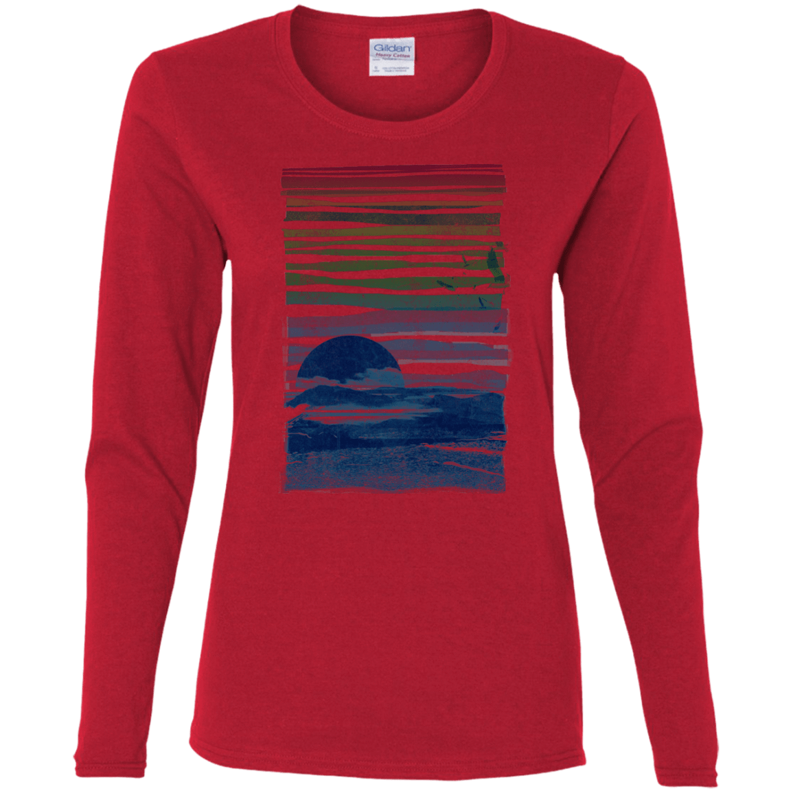 T-Shirts Red / S Sea Landscape Women's Long Sleeve T-Shirt