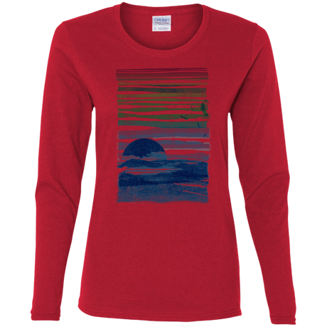 T-Shirts Red / S Sea Landscape Women's Long Sleeve T-Shirt