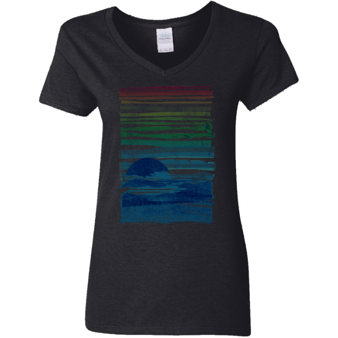 T-Shirts Black / S Sea Landscape Women's V-Neck T-Shirt