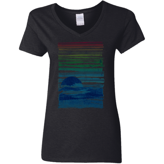 T-Shirts Black / S Sea Landscape Women's V-Neck T-Shirt