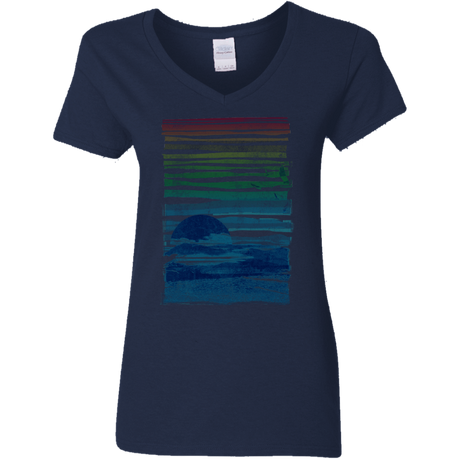 T-Shirts Navy / S Sea Landscape Women's V-Neck T-Shirt