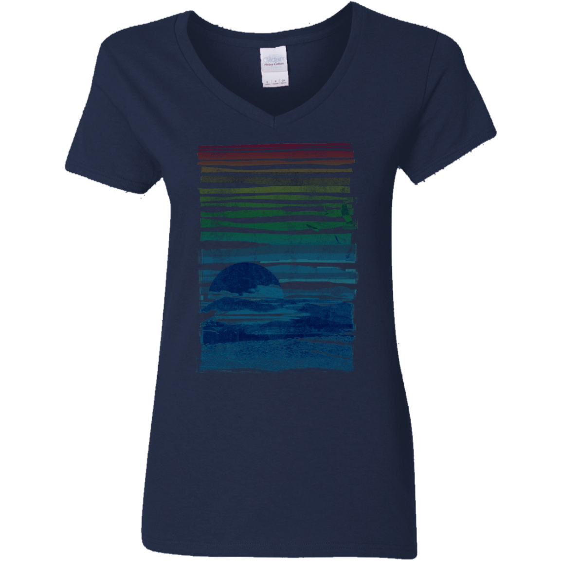 T-Shirts Navy / S Sea Landscape Women's V-Neck T-Shirt