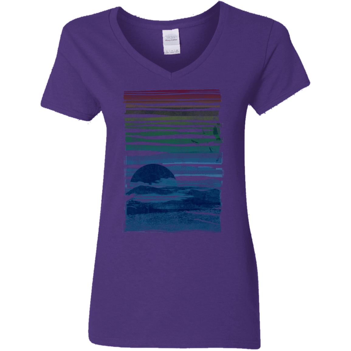 T-Shirts Purple / S Sea Landscape Women's V-Neck T-Shirt