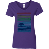 T-Shirts Purple / S Sea Landscape Women's V-Neck T-Shirt