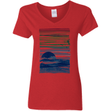 T-Shirts Red / S Sea Landscape Women's V-Neck T-Shirt