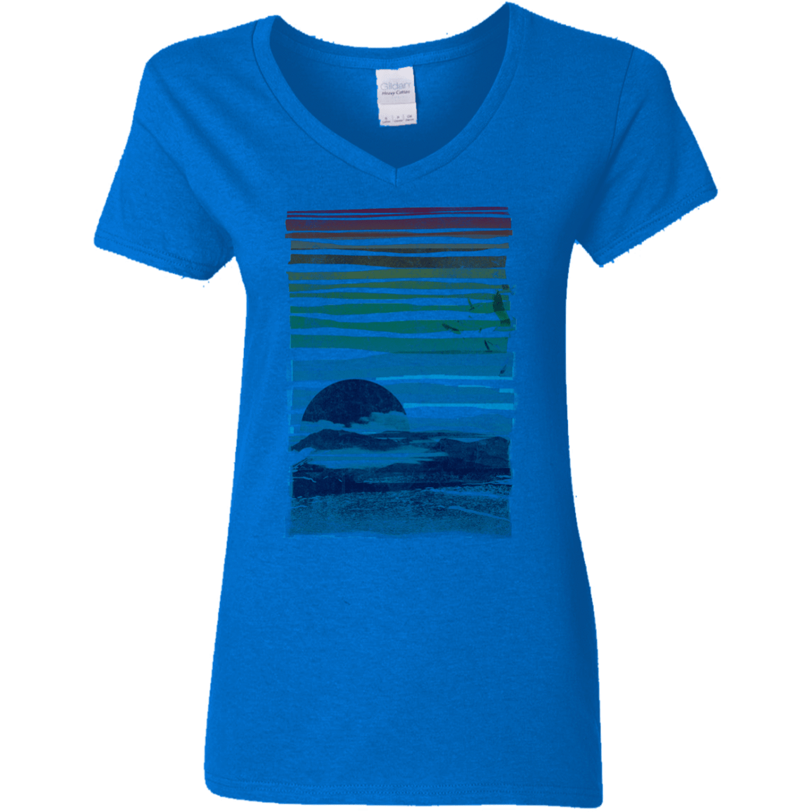 T-Shirts Royal / S Sea Landscape Women's V-Neck T-Shirt