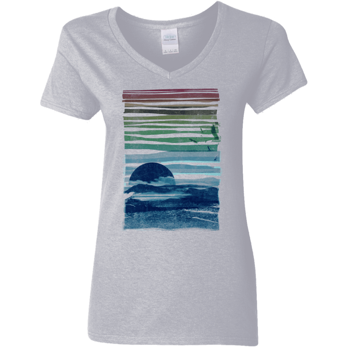 T-Shirts Sport Grey / S Sea Landscape Women's V-Neck T-Shirt