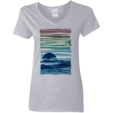 T-Shirts Sport Grey / S Sea Landscape Women's V-Neck T-Shirt