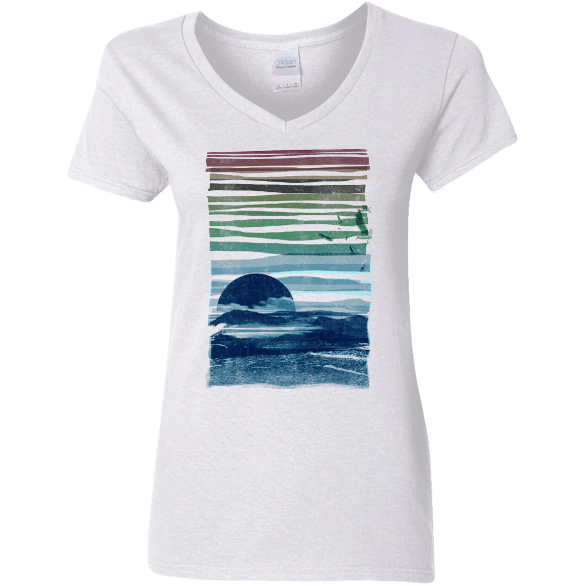 T-Shirts White / S Sea Landscape Women's V-Neck T-Shirt