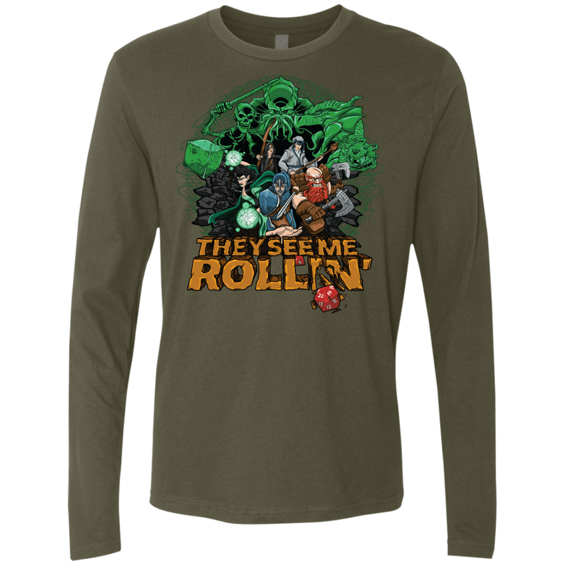 T-Shirts Military Green / Small See me rolling Men's Premium Long Sleeve
