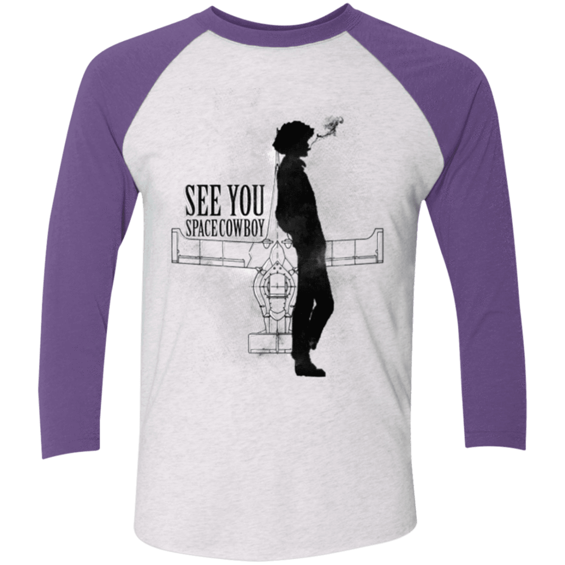 T-Shirts Heather White/Purple Rush / X-Small See you Space Cowboy Men's Triblend 3/4 Sleeve