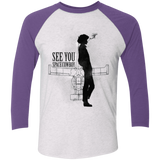 T-Shirts Heather White/Purple Rush / X-Small See you Space Cowboy Men's Triblend 3/4 Sleeve