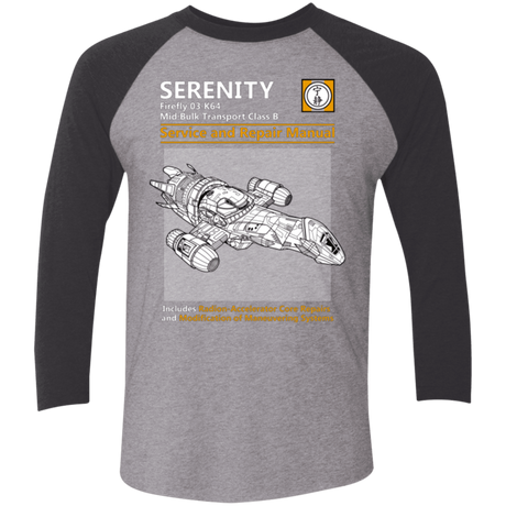 T-Shirts Premium Heather/ Vintage Black / X-Small Serenity Service And Repair Manual Men's Triblend 3/4 Sleeve