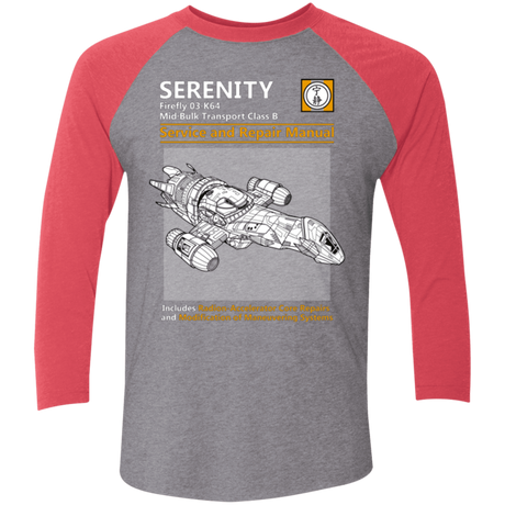 T-Shirts Premium Heather/ Vintage Red / X-Small Serenity Service And Repair Manual Men's Triblend 3/4 Sleeve