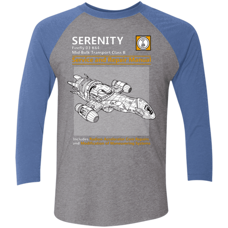 T-Shirts Premium Heather/ Vintage Royal / X-Small Serenity Service And Repair Manual Men's Triblend 3/4 Sleeve