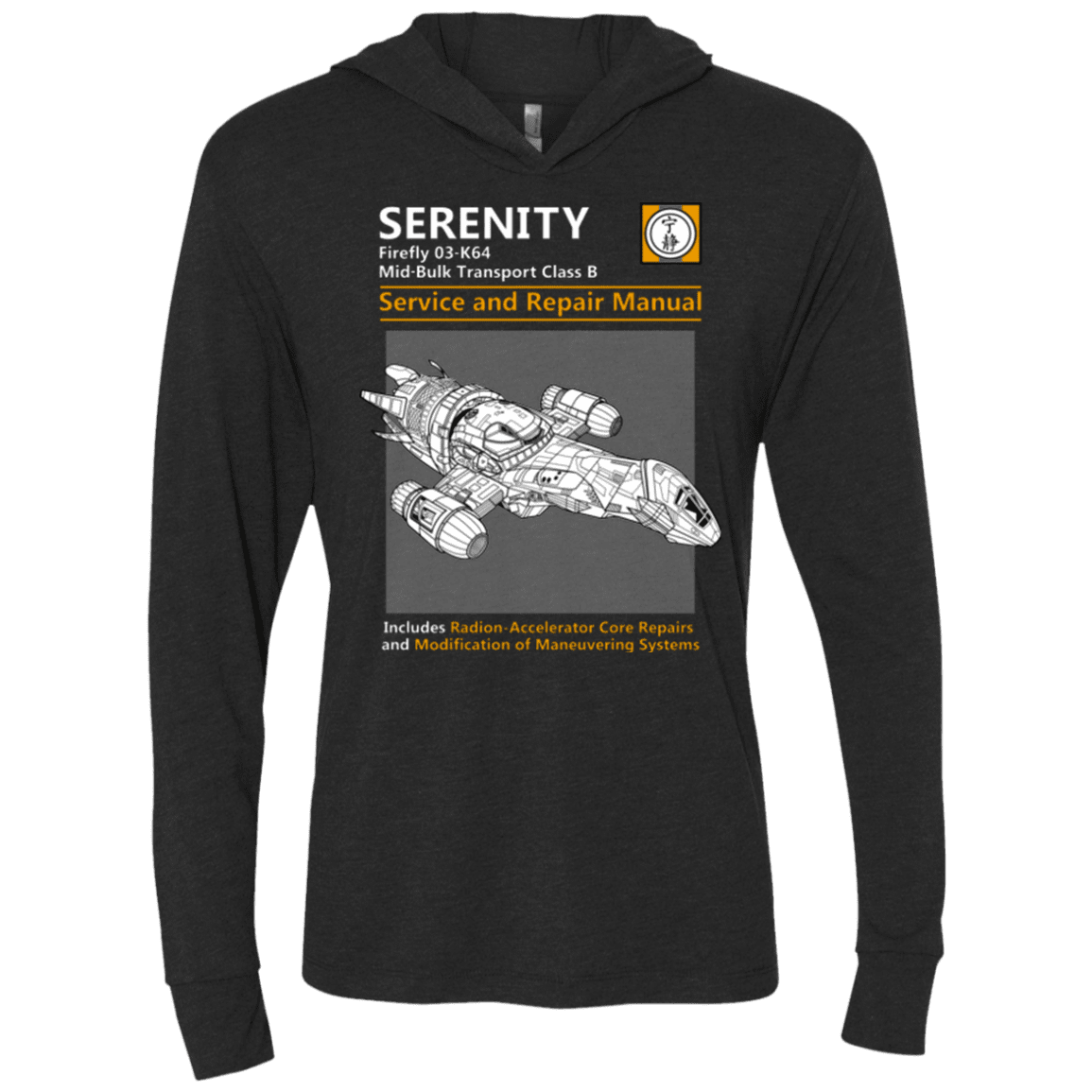 T-Shirts Vintage Black / X-Small Serenity Service And Repair Manual Triblend Long Sleeve Hoodie Tee