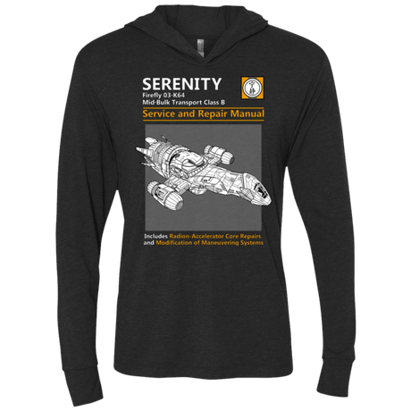 T-Shirts Vintage Black / X-Small Serenity Service And Repair Manual Triblend Long Sleeve Hoodie Tee