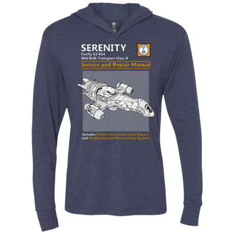 T-Shirts Vintage Navy / X-Small Serenity Service And Repair Manual Triblend Long Sleeve Hoodie Tee
