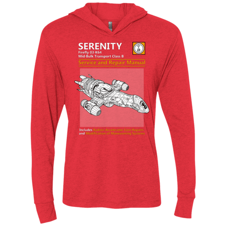 T-Shirts Vintage Red / X-Small Serenity Service And Repair Manual Triblend Long Sleeve Hoodie Tee