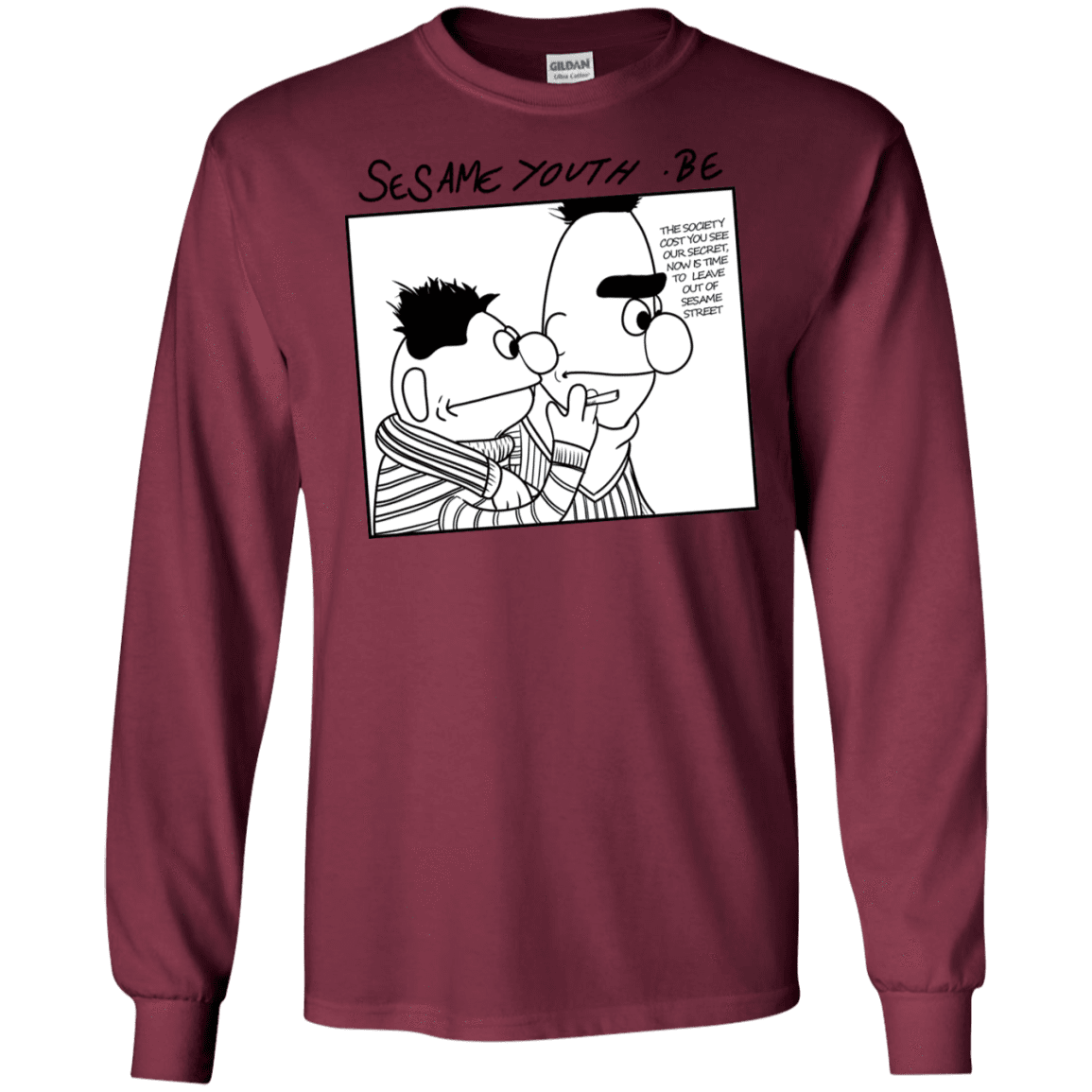 T-Shirts Maroon / S Sesame Youth Men's Long Sleeve T-Shirt